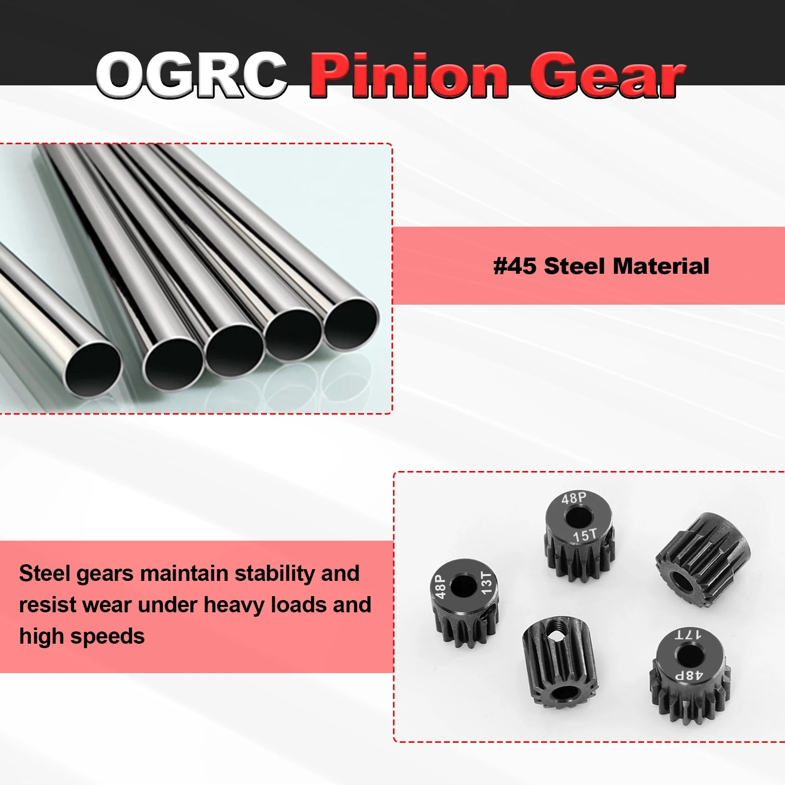 Steel Hardened 48P/32P Pinion Gears 13T 14T 15T 16T 17T 3.175mm Shaft for Traxxas Arrma HSP HPI AXIAL Tamiya Losi 1/10 RC Car