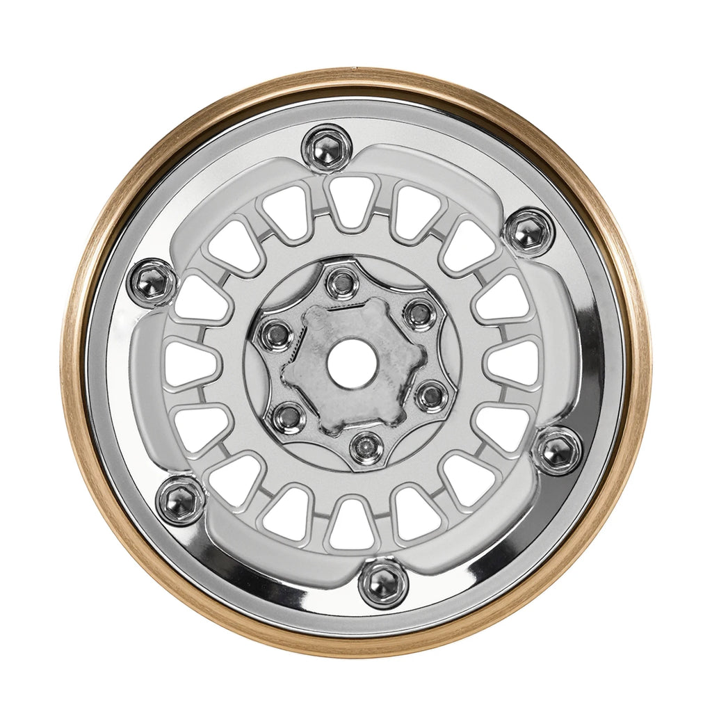 INJORA ModuWheel 1.3" Brass & Aluminum Beadlock Wheels, Negative Offset, for 1/18 1/24 RC Crawlers