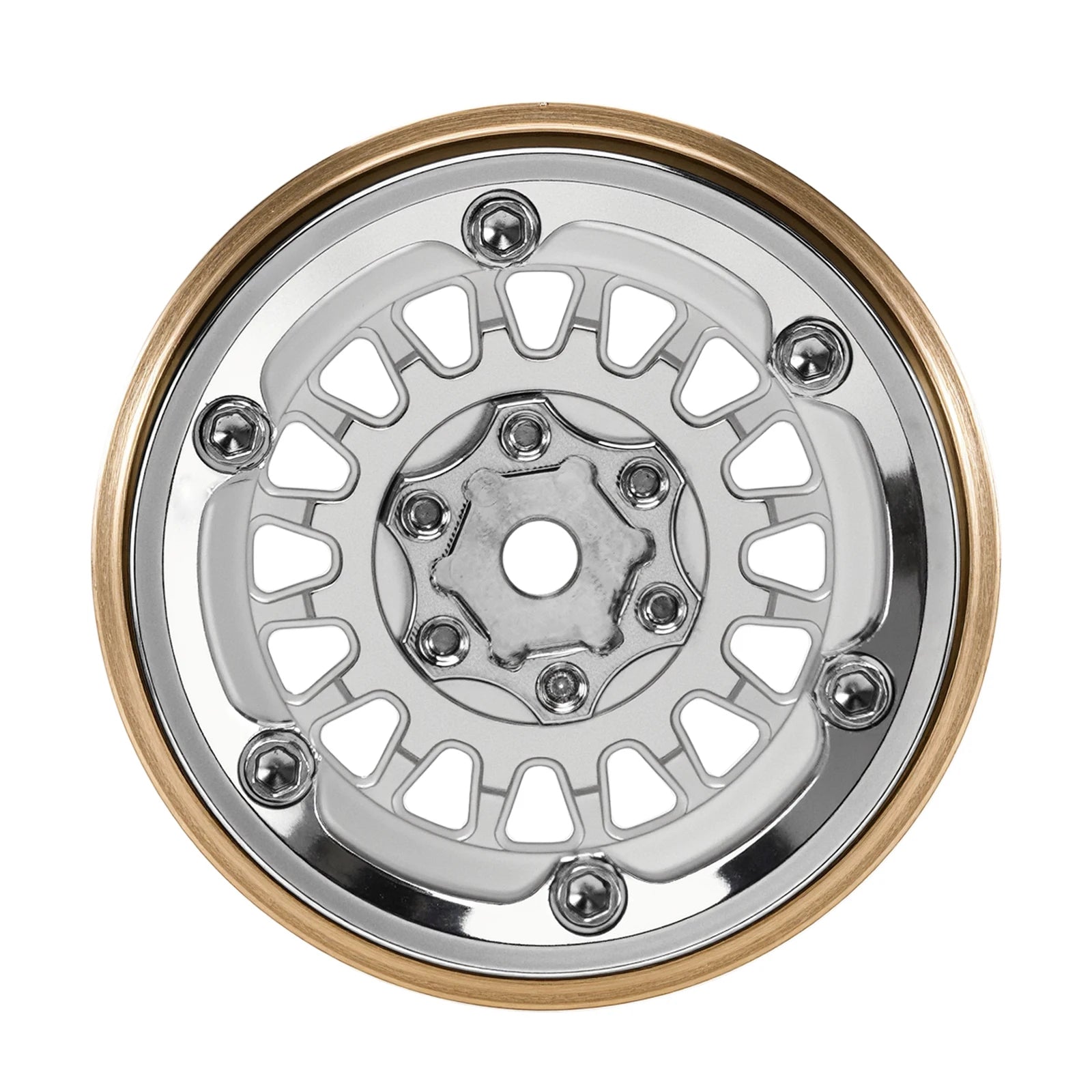 INJORA ModuWheel 1.3" Brass & Aluminum Beadlock Wheels, Negative Offset, for 1/18 1/24 RC Crawlers