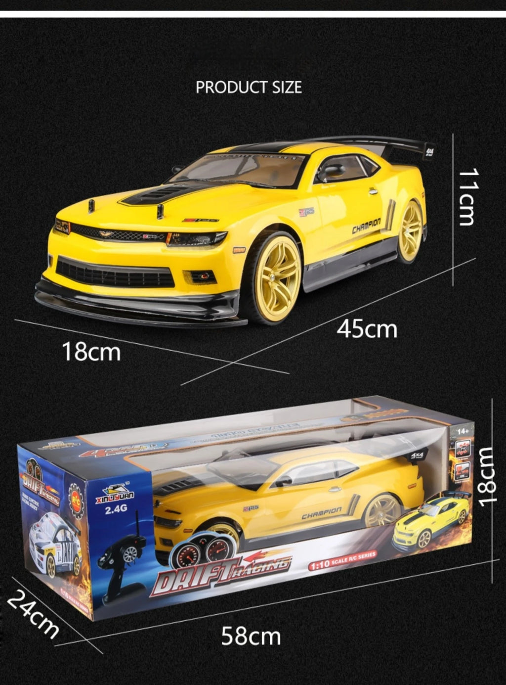 4x4 rc cars:45cm super remote control car,1:10 professional rc drift car,70km/h high-speed 4WD racing car,electric car,kids toys
