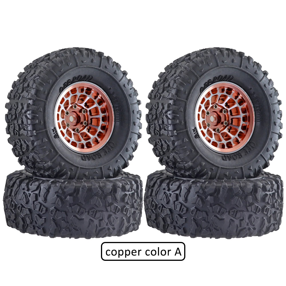 Ajrc Aluminum Alloy 1.3 Inch Beadlock Wheel Rim Tire For 1/24 Fms24 Axial Scx24 1/18 Traxxas Trx4m Trx4-m Rc Crawler Car Tire