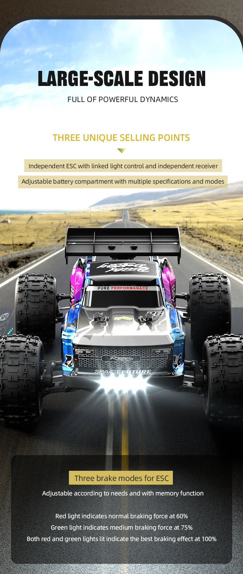 90KM/H High Speed Brushless Four-Wheel Drive Remote Control Car Off-road Vehicle RC Drift Racing With Lights RC Car Adult Toys