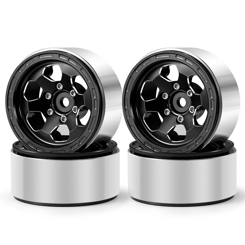 AXSPEED 4PCS CNC Aluminium 1.3inch Beadlock Wheel Rim Wheel Hub for TRX4M Axial SCX24 FMS FCX24 1/18 1/24 RC Crawler Car