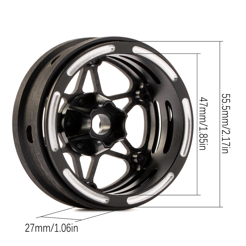 1.9 Inch Carbon Fiber Portal Beadlock Wheels Rims for 1/10 RC Crawler lightweight design GSPEED LCG Chassis Capra SCX10 Pro TRX4