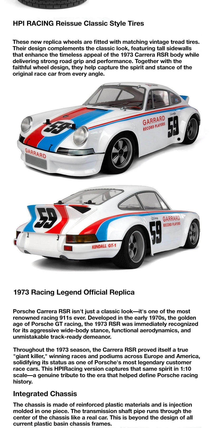 HPI 1:10 SPORT 3 Simulation 1973 Carrera 4WD Brushless Limited Edition Remote Control Electric Drift Car Hobby RC Boy Toy RTR