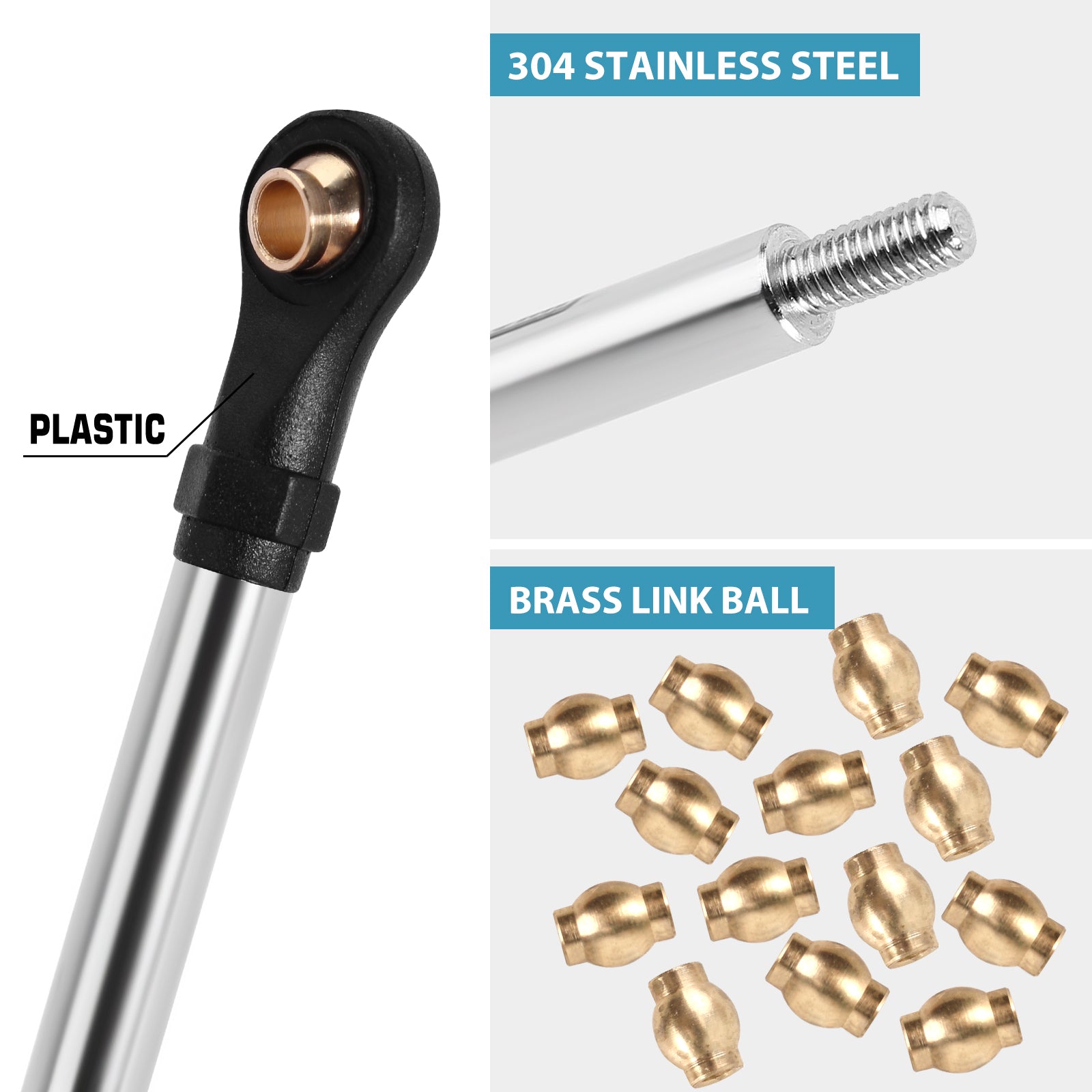 INJORA Stainless Steel High Clearance Chassis Links Steering Link Set for 1/18 RC Crawler TRX4M Defender Bronco (4M-08 4M-57)