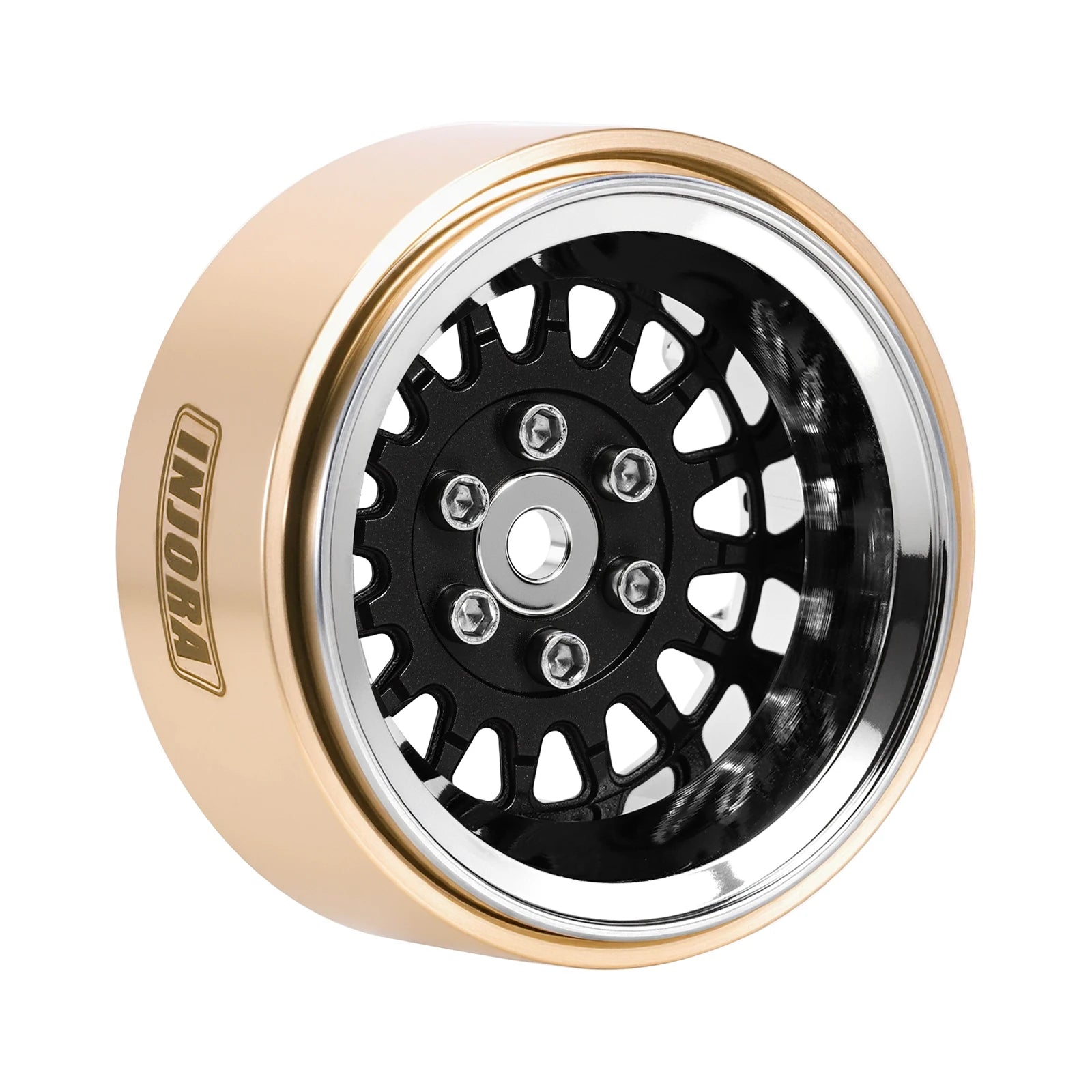 INJORA ModuWheel 1.3" Brass & Aluminum Beadlock Wheels, Negative Offset, for 1/18 1/24 RC Crawlers
