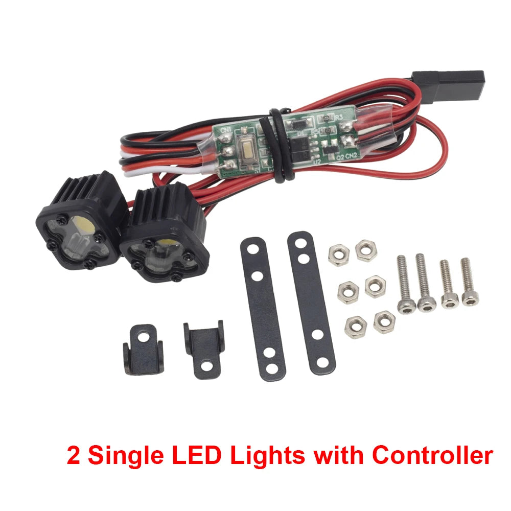 RC Car Bright LED Lights Headlight Spotlight For 1/10 RC Crawler Axial SCX10 90046 TRX4 TRX6 SCX10 III AXI03007 Wraith YK4082