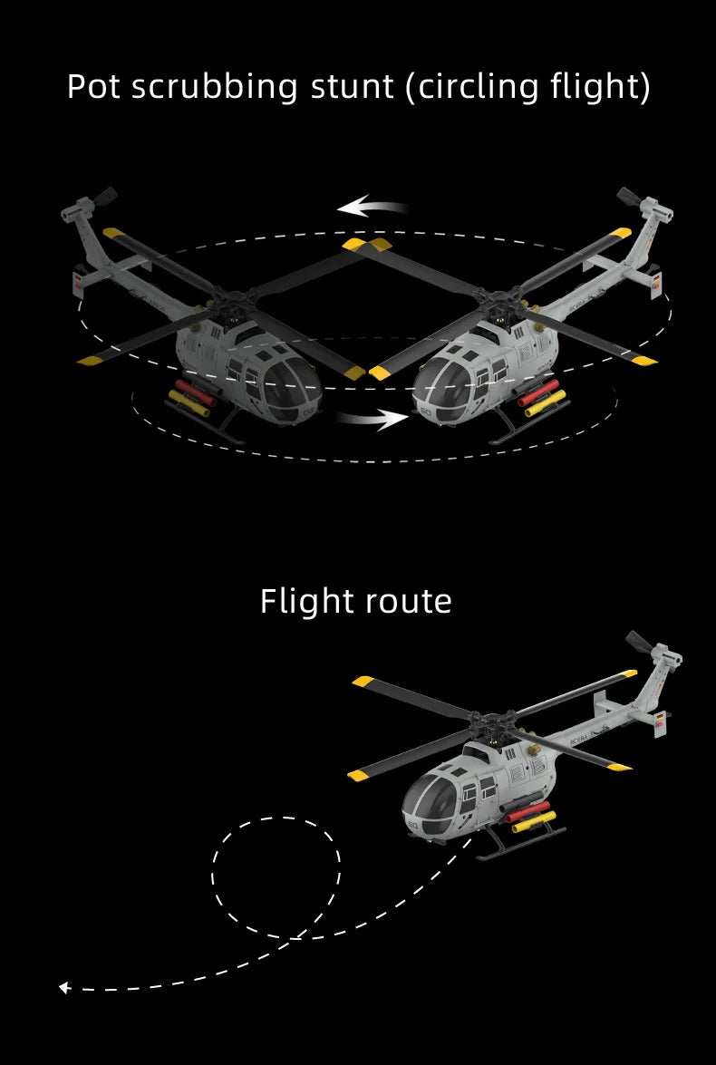 RC ERA C186S Remote Control Helicopter Six-Pass Simulation Brushless Flight Model BO105 Optical Flow Positioning Boy Toy Gift