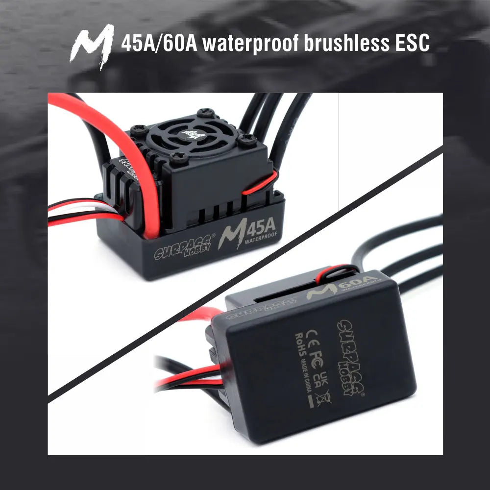 SURPASS HOBBY M540 M3650 M3660 Combo Waterproof Brushless Motor 3500/4200KV w/M45A/60A ESC for 1/10 1/12 RC Car Traxxas Off-Road