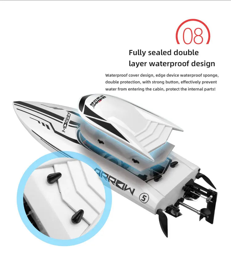 Udirc RC Boat Udi005 50Km/H High Speed Brushless Motor 2.4GHz Remote Control RC Speedboat PvC Electric Boat Toys Gift for Boy