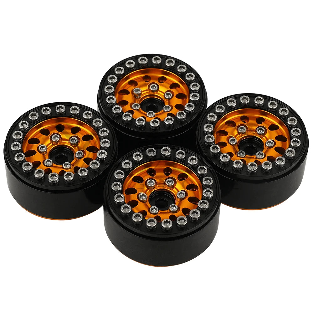 4PCS 1.0 Inch Aluminum Alloy Beadlock Wheel Hub Rims For RC Crawler Car Axial 1/24 SCX24 AX24 1/18 TRX4M Wheels Upgrade Parts