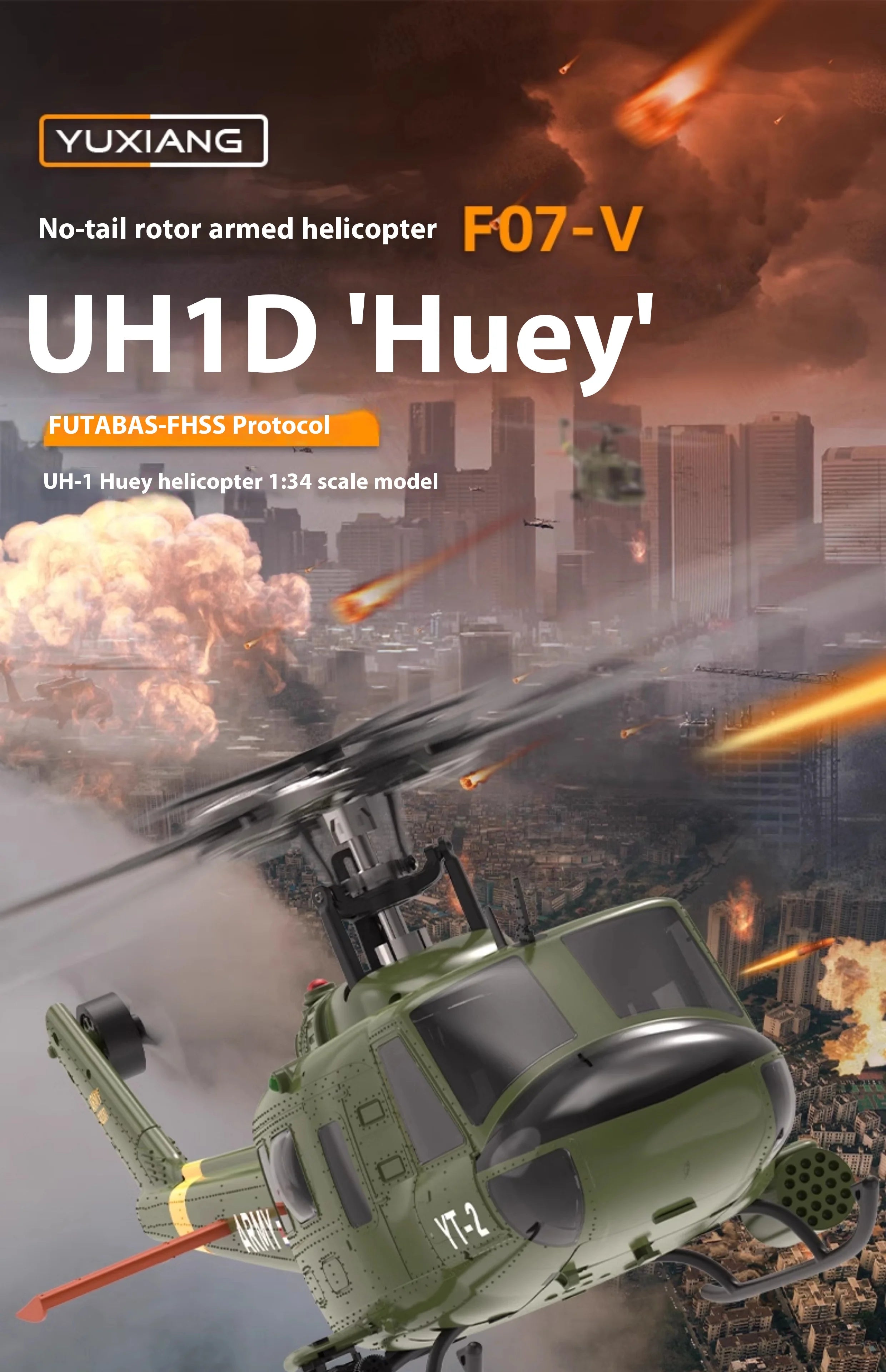 Yuxiang F07 intelligent version/F07V manual version UH1 Huey remote-controlled helicopter 3D stunt helicopter