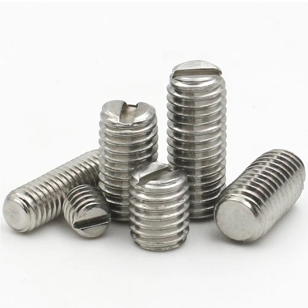 10pcs M1.6 M2 M2.5 M3 M4 M5 M6 M8 304 Stainless Steel Slotted Flat End Set Screw Headless Machine Thread Grub Screws DIN551