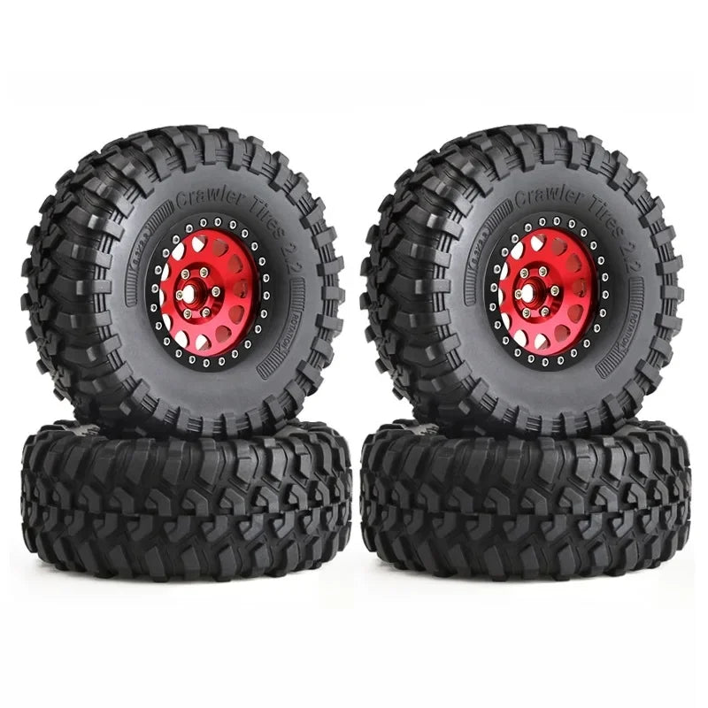 130mm Metal 2.2" Beadlock Wheel Rim Tire Set for 1/10 RC Crawler Car Axial SCX10 Wraith RR10 Capra Traxxas TRX4 YK4082 YK4083