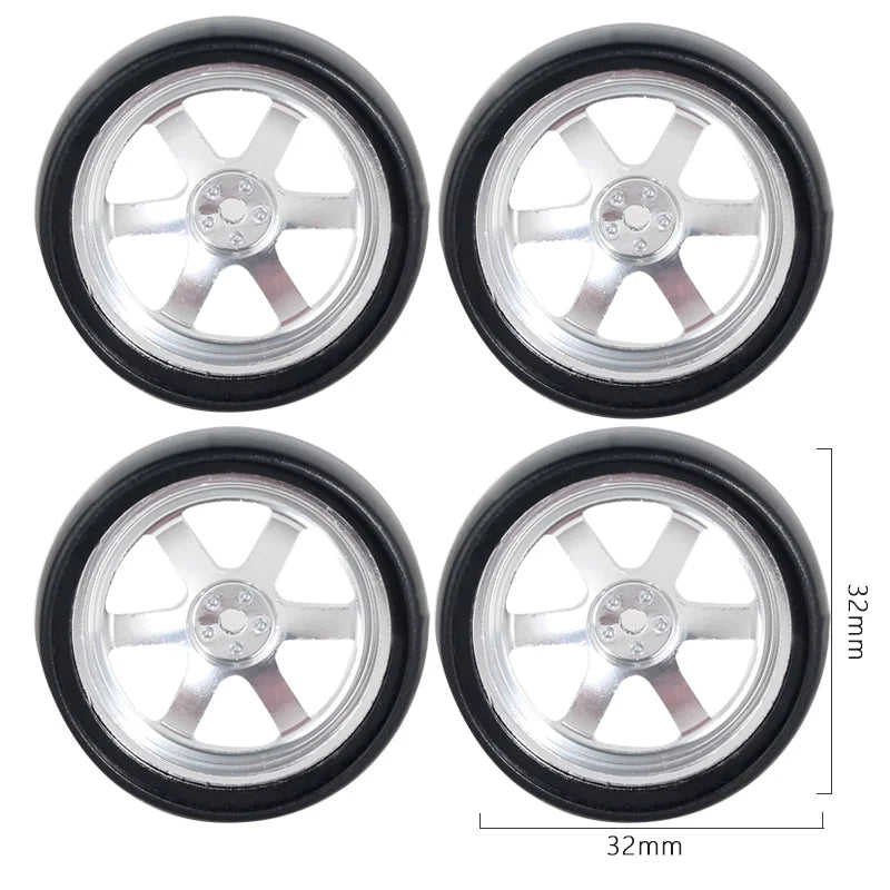 1:18 LDRC LD1801 LD1802 LD1803 LD1804 A01 A02 A86 4pcs Metal 32mm RC Hard Drift Tire Wheel Hard Tyre 1/18 RC Car Upgrade Parts