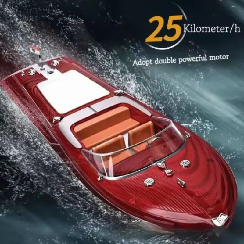 Remote Control Boat Retro Speed Boat High Horsepower Electric Yacht Cruise Model Racing Boat Boy Water Classic Toy