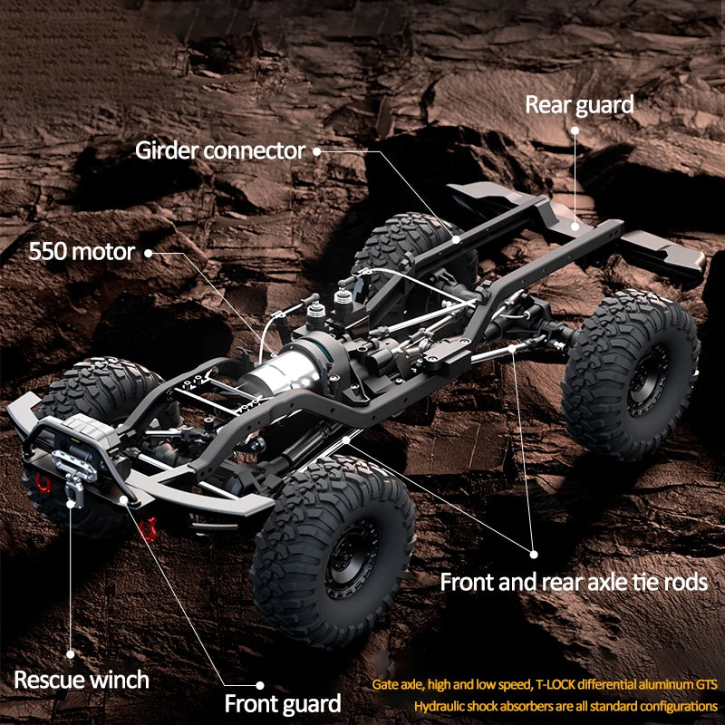 HB 1/10 RC Crawler R1001 4WD RTR Off-road Car with LED 2.4G Electric Remote Control Climbing Rock Buggy Vehicle for Adults