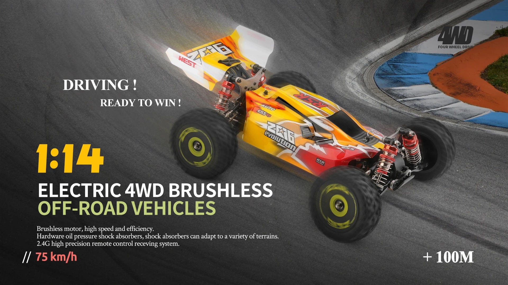 WLtoys 144010 V8 RC Car Brushless 1:14 75Km/H High Speed Metal 4WD Drive Off-Road 2.4G Transmitter 1/14 RC Racing Car  VS 144010