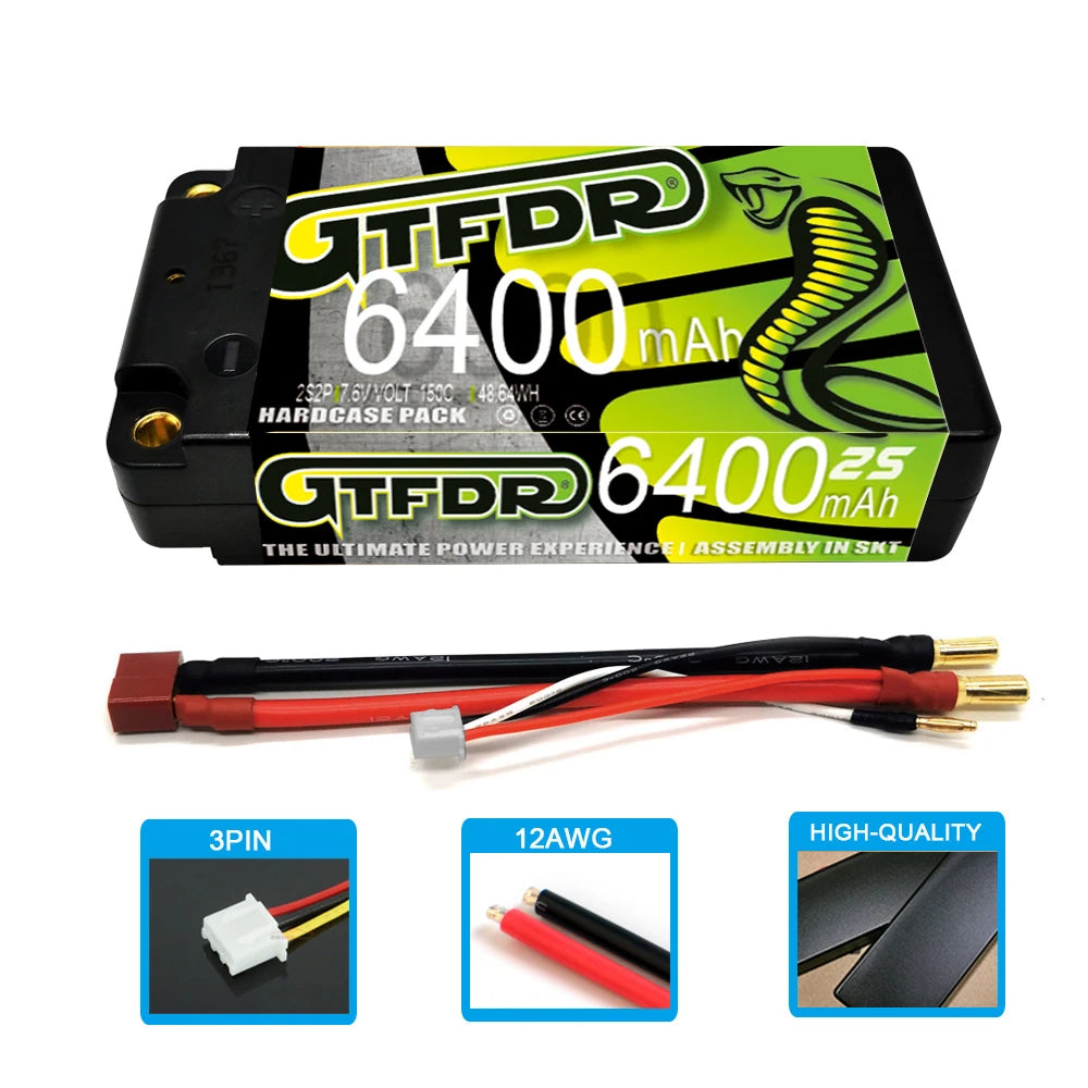GTFDR 7.6V 7.4V 2S 5MM SHORTY HV 5200MAH 7200MAH 7000MAH 6300MAH 8400MAH 8500MAH 9400MAH 120C 150C 140C  Battery Rc Lipo 1/10