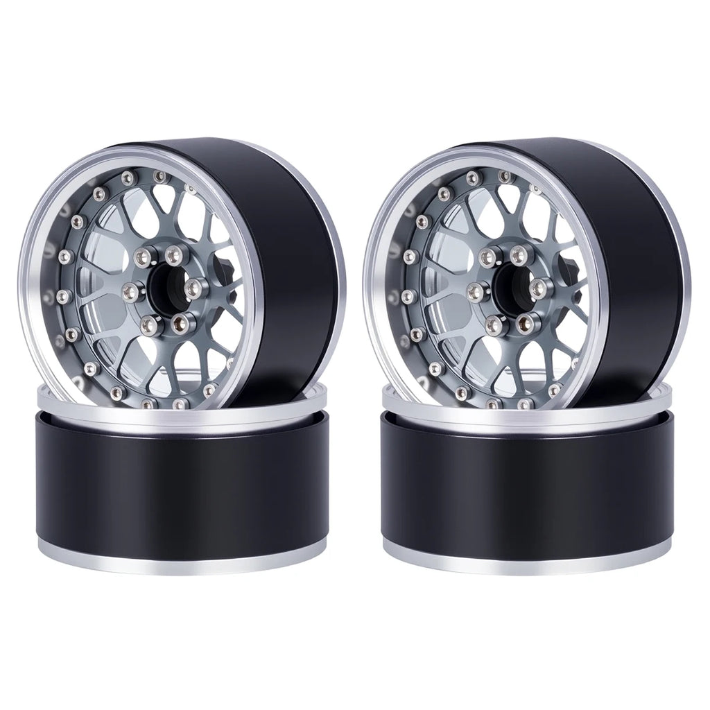 4Pcs Aluminum Alloy 2.2" Beadlock Wheels, Universal Fit for 1/10 RC Crawler Car Axial SCX10 II III & Traxxas TRX4