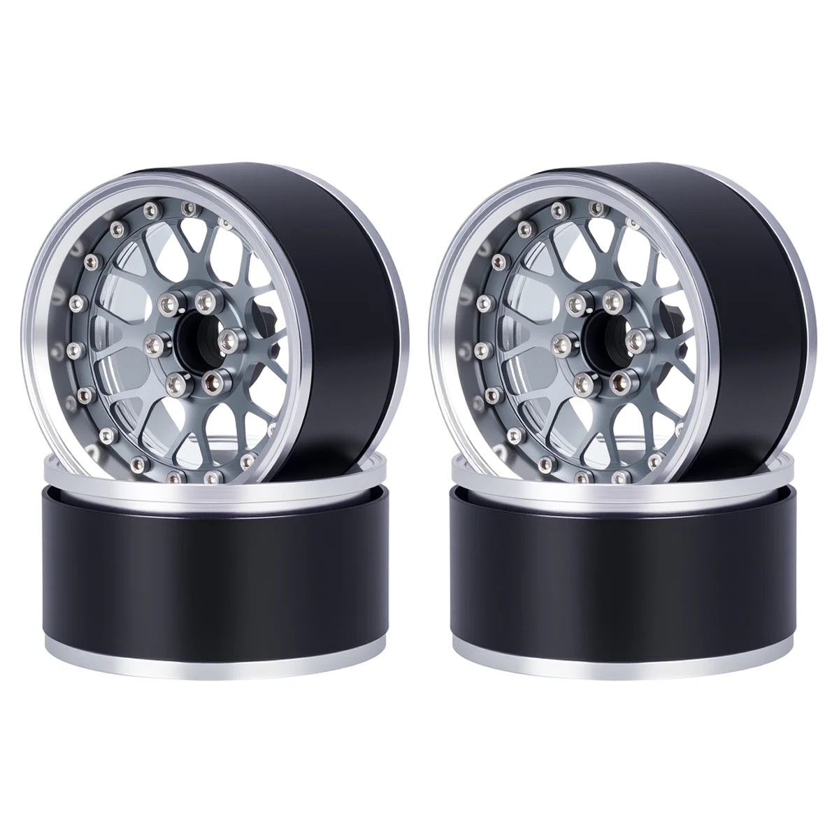 4Pcs Aluminum Alloy 2.2" Beadlock Wheels, Universal Fit for 1/10 RC Crawler Car Axial SCX10 II III & Traxxas TRX4