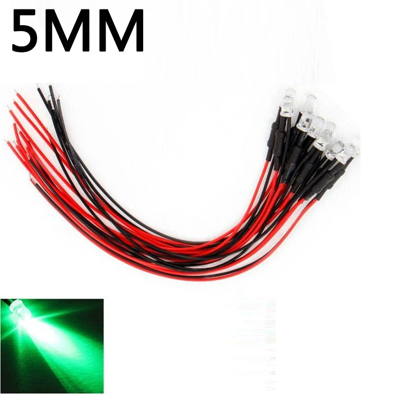 10PCS LED Lights 3mm/5mm 12v for 1/10 RC Crawler Drift Car TRX4 Defender AXIAL SCX10 D90 1/14 Tamiya RC Truck Scania Actros Part