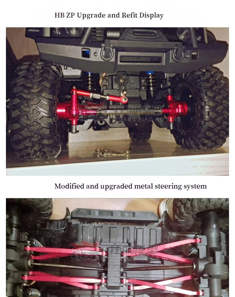 HB 1/10 ZP1001-ZP1007 RC Car Upgrade Metal Front Rear Bumper Shock Absorber Steering Cup Gear Steering Gear Arm Spare Parts