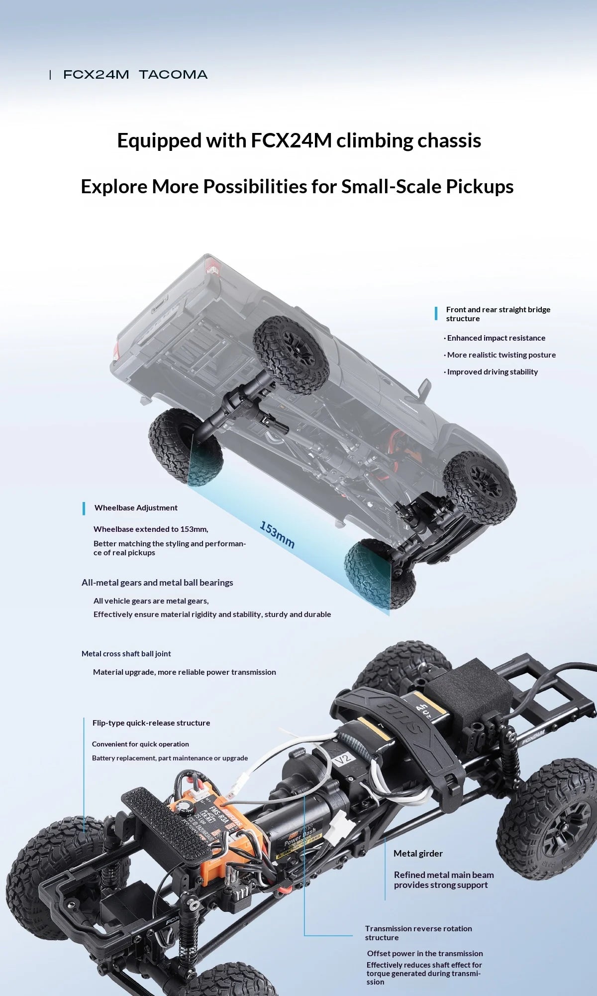 FMS 1/24 full-scale simulation model of  TACOMA remote control car RC ABS shell two-speed remote control toy car
