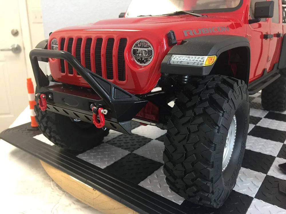 Metal Front Bumper With Lights For 1/10 Rc Crawler Trx4 Defender Axial Scx10 90046 Scx10 Iii Axi03007 Axi03003 Upgrade
