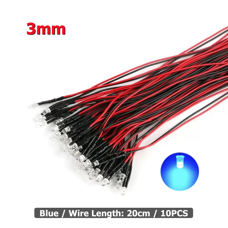 10Pcs 3mm 5mm LED Light 3V-12V Red Green Blue White Multicolor Pilot lamp For RC Crawler Car Traxxas TRX4 Axial Toy Parts