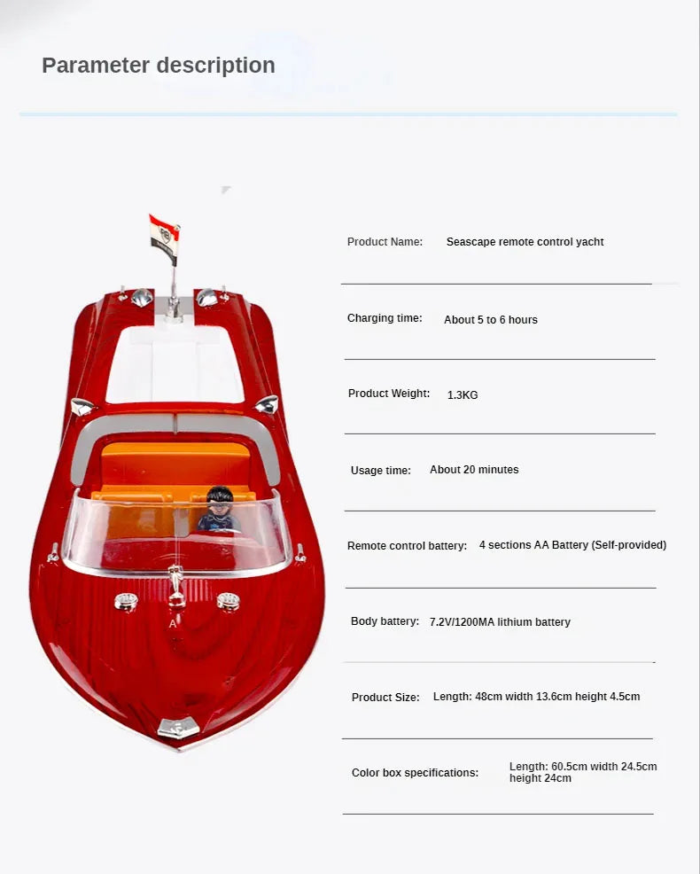 Remote Control Boat Retro Speed Boat High Horsepower Electric Yacht Cruise Model Racing Boat Boy Water Classic Toy