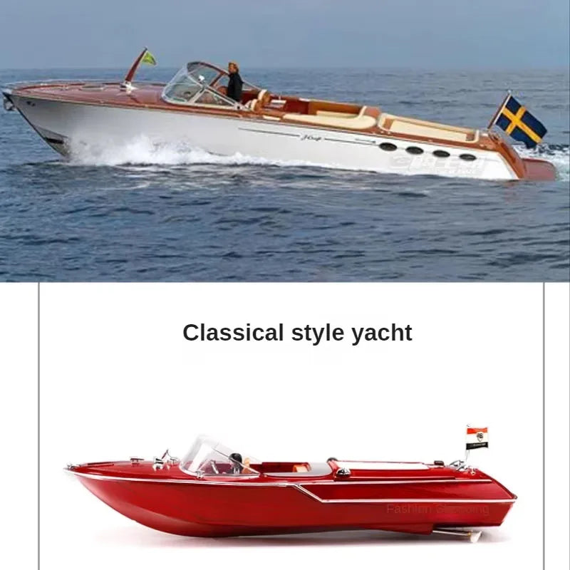 Remote Control Boat Retro Speed Boat High Horsepower Electric Yacht Cruise Model Racing Boat Boy Water Classic Toy