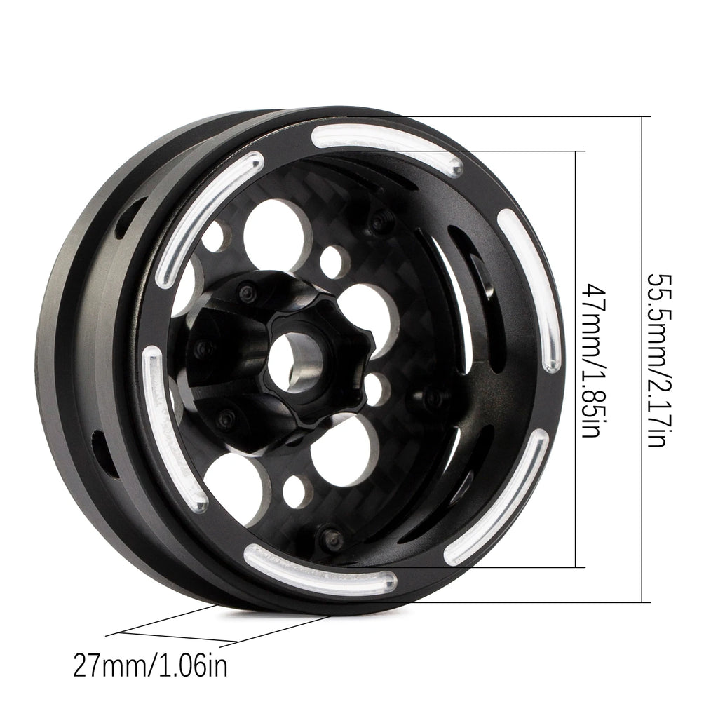 1.9 Inch Carbon Fiber Portal Beadlock Wheels Rims for 1/10 RC Crawler lightweight design GSPEED LCG Chassis Capra SCX10 Pro TRX4