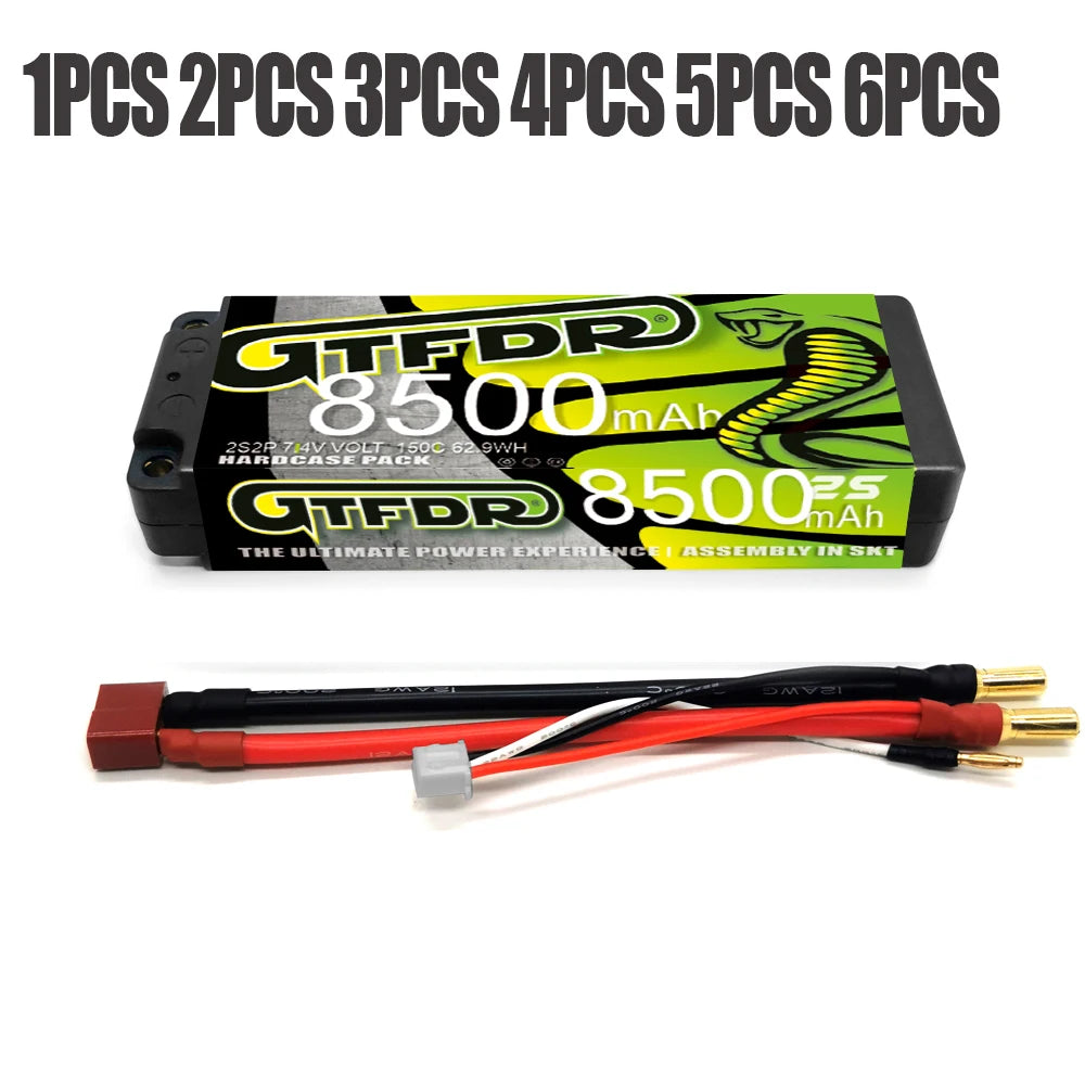 GTFDR 7.6V 7.4V 2S 5MM SHORTY HV 5200MAH 7200MAH 7000MAH 6300MAH 8400MAH 8500MAH 9400MAH 120C 150C 140C  Battery Rc Lipo 1/10