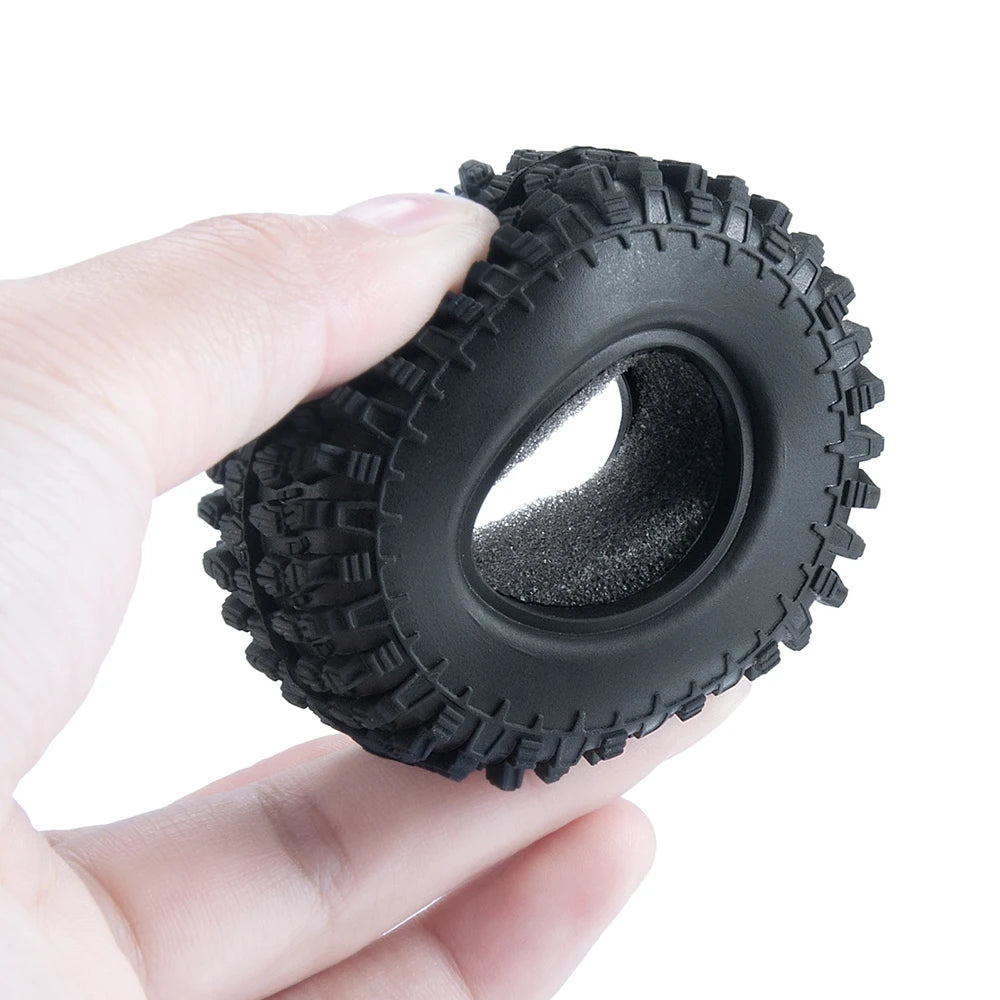 YEAHRUN 4Pcs 1.0inch Soft Rubber Wheel Tires 50/54/58/62/64/65mm for TRX-4M 1/18 Axial SCX24 1/24 RC Crawler Car Upgrade Parts