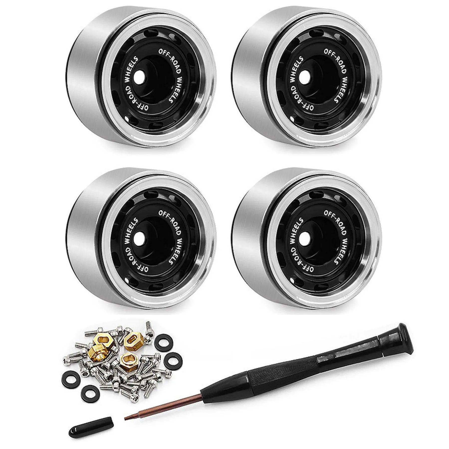 0.7 RC Crawler Tires OD 1.57'' 1/30 Soft Rubber All Terrain Tyres Beadlock Wheels Rims for 1:30 1/32 Rock Mud Car Axial SCX30