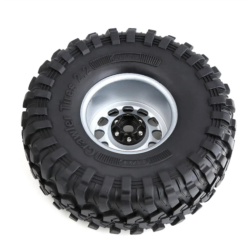130mm Metal 2.2" Beadlock Wheel Rim Tire Set for 1/10 RC Crawler Car Axial SCX10 Wraith RR10 Capra Traxxas TRX4 YK4082 YK4083