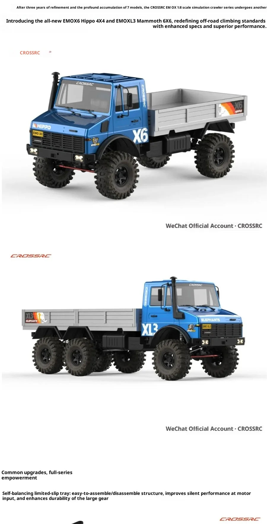 CROSSRC EMO X6 Big Hippo XL3 Big Wild Elephant 1/8 RC Car Simulation Remote Control Electric Climbing Off Road Vehicle Model