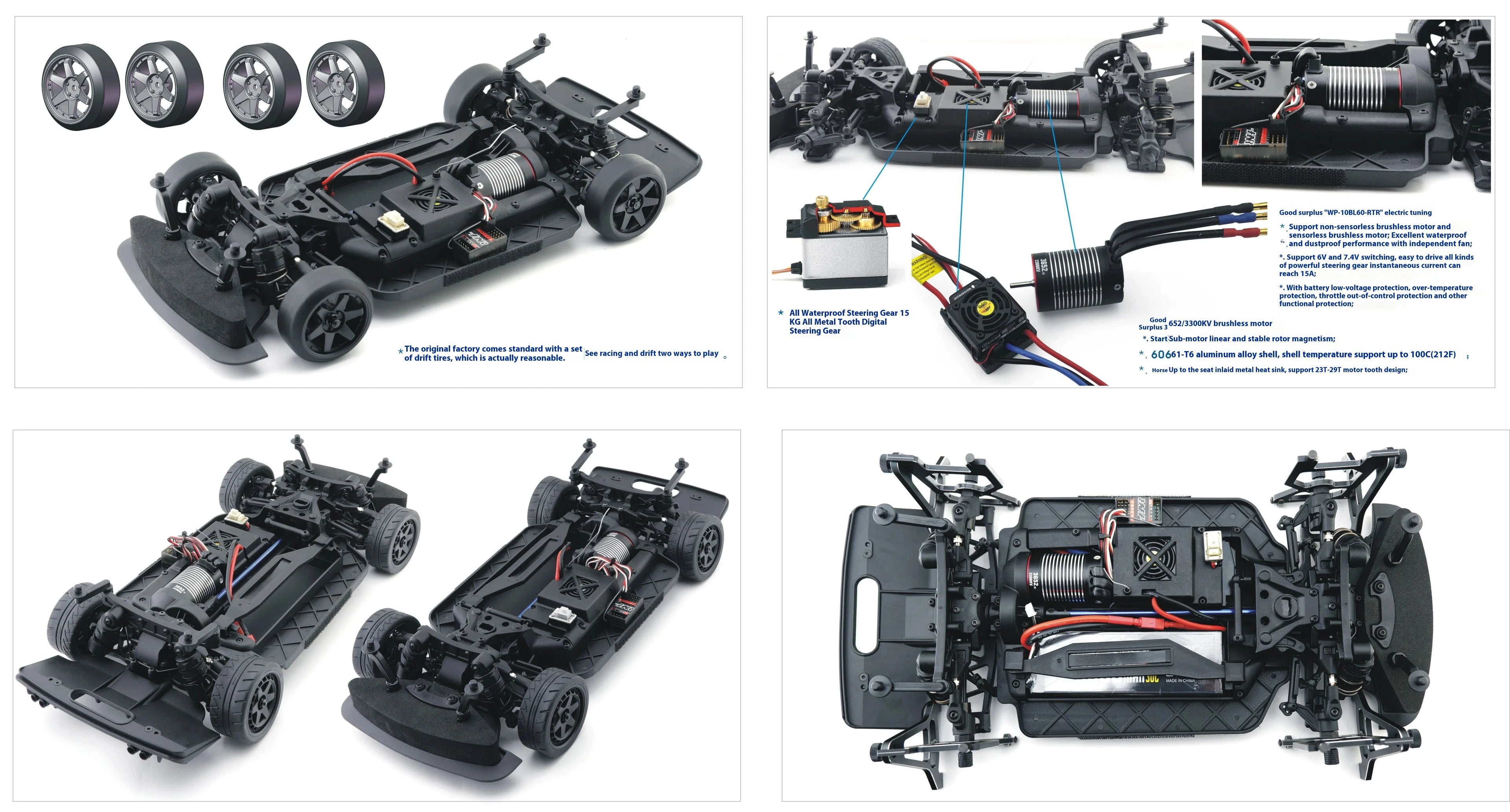 HNR H9802 4X4 4WD RTR 2.4GHz Brushless 1/10 RC Simulation Electric Remote Control Model Car Racing Drift Vehicle Without Battery