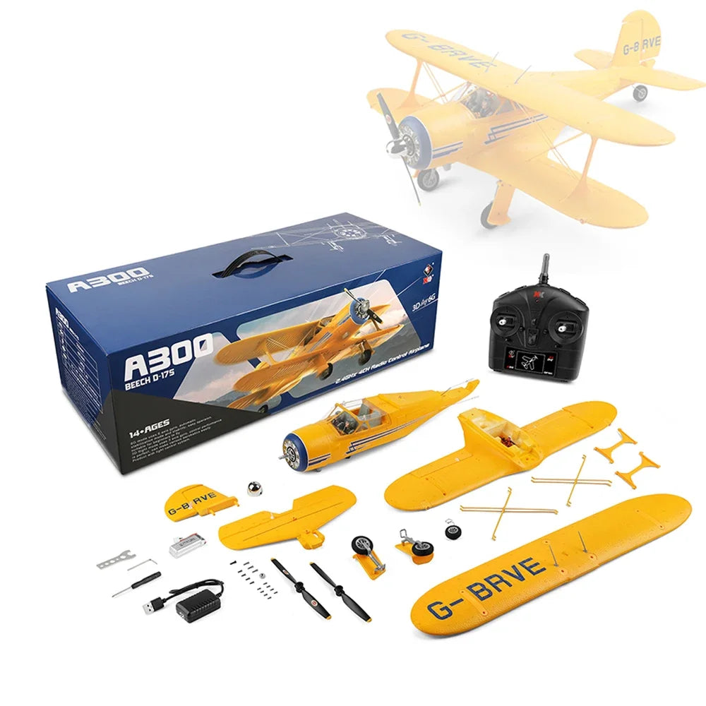 WLtoys XK A300 Beech-D17S RC Plane 4CH Brushless Motor Double Wings Remote Control Airplane 3D6G Aircraft Toys for Kids Adults