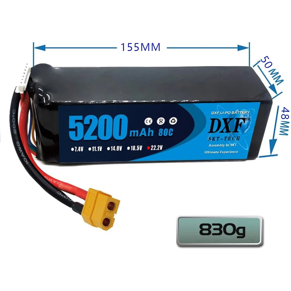 DXF 6S Lipo 22.2V 7000mAh 10000mAh 5200mAh Softcase Battery with XT60 EC5 XT90 for Car Truck Tank RC Buggy Truggy Racing Hobby