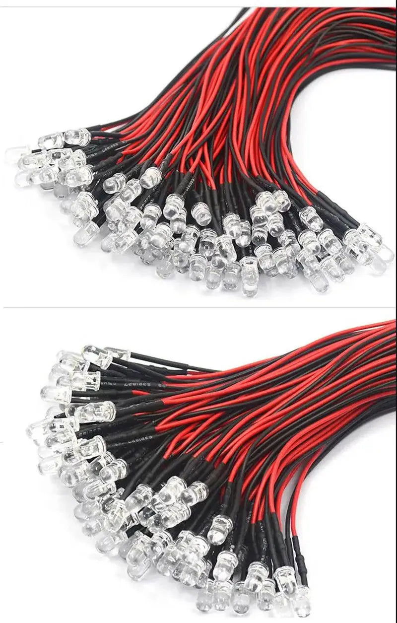 10PCS LED Lights 3mm/5mm 12v for 1/10 RC Crawler Drift Car TRX4 Defender AXIAL SCX10 D90 1/14 Tamiya RC Truck Scania Actros Part