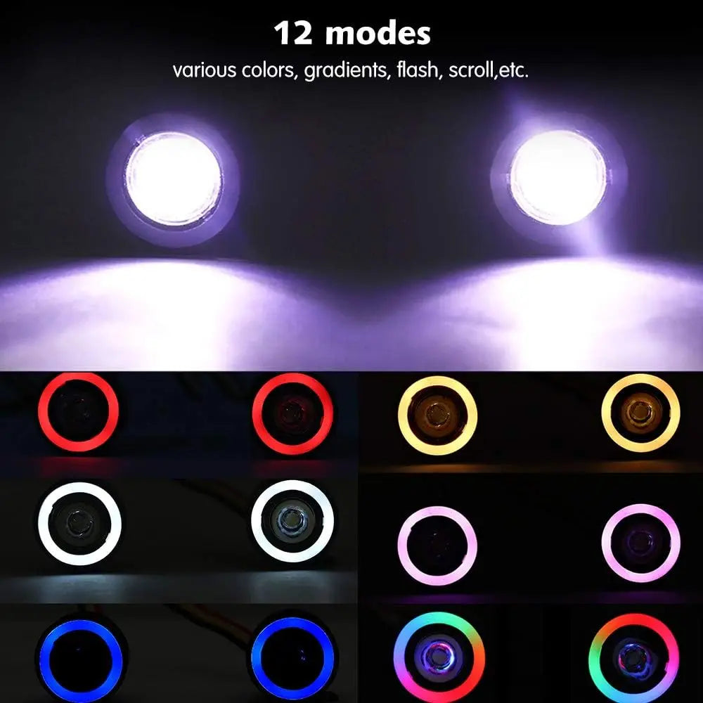 RC LED Light Kit Headlights Angel Eyes with 12 Modes for Traxxas TRX-4 Axial SCX10 RC4WD 1/10 RC Rock Crawler Car Accessories