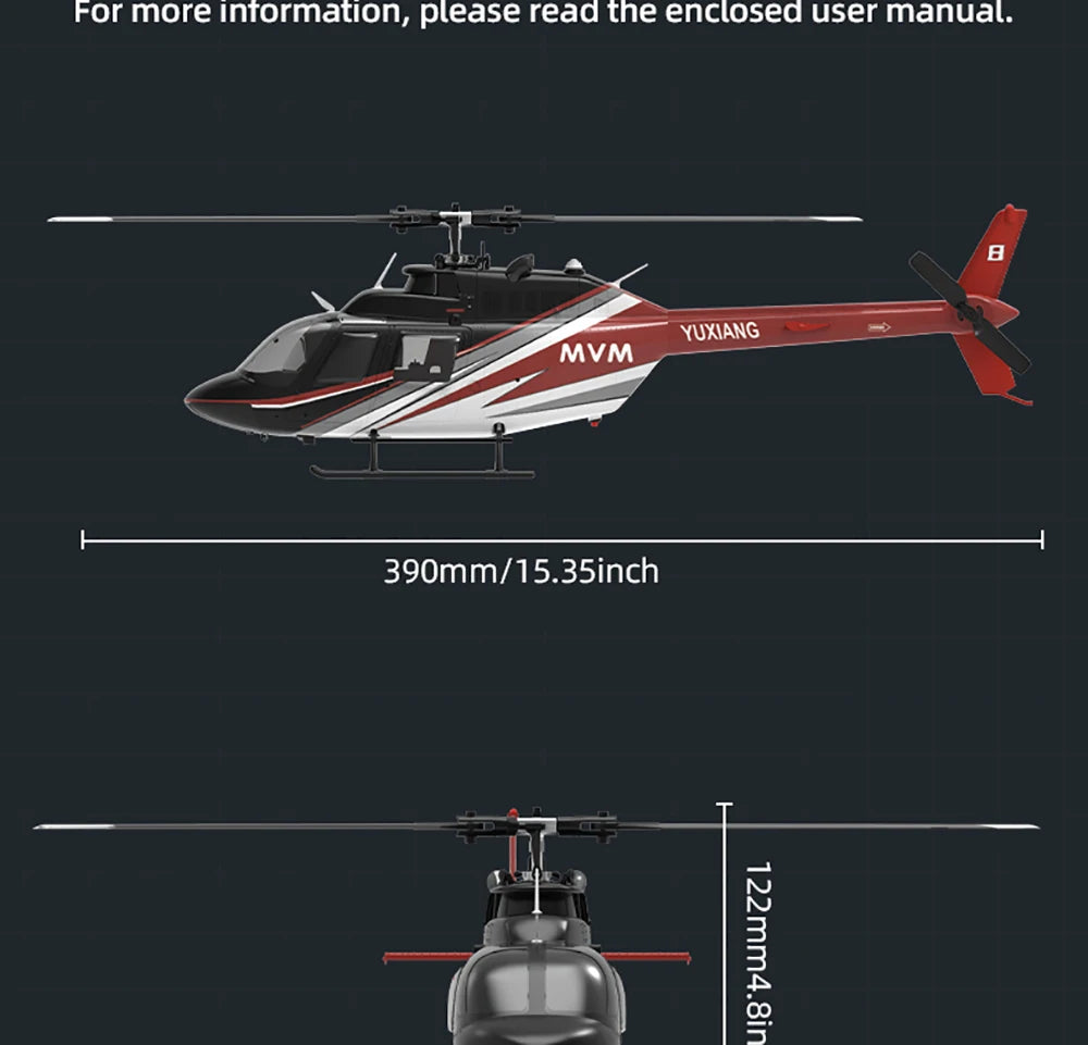 Original YUXIANG 2.4G 6CH Aileronless Bell-206 Helicopter Brushless Motor 6-Axis Gyro 120M Toys