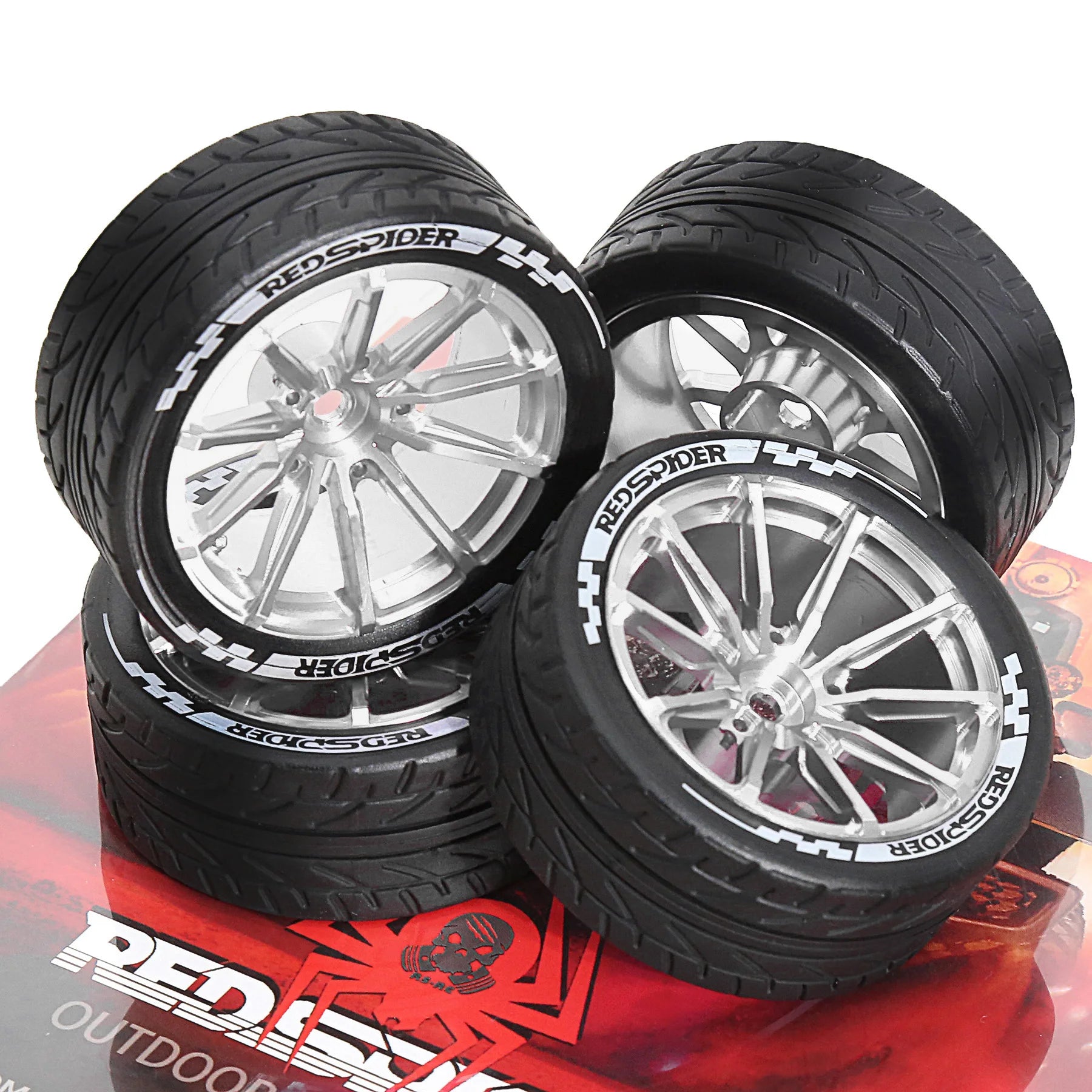 1/10 Metal RC On-Road Wheel Tires 2.55" OD 12mm Hex for 1/10 Tamiya TT01 TT02 XV02 XV01 WLtoys HSP Kyosho WR8 RedCat Sakura HPI