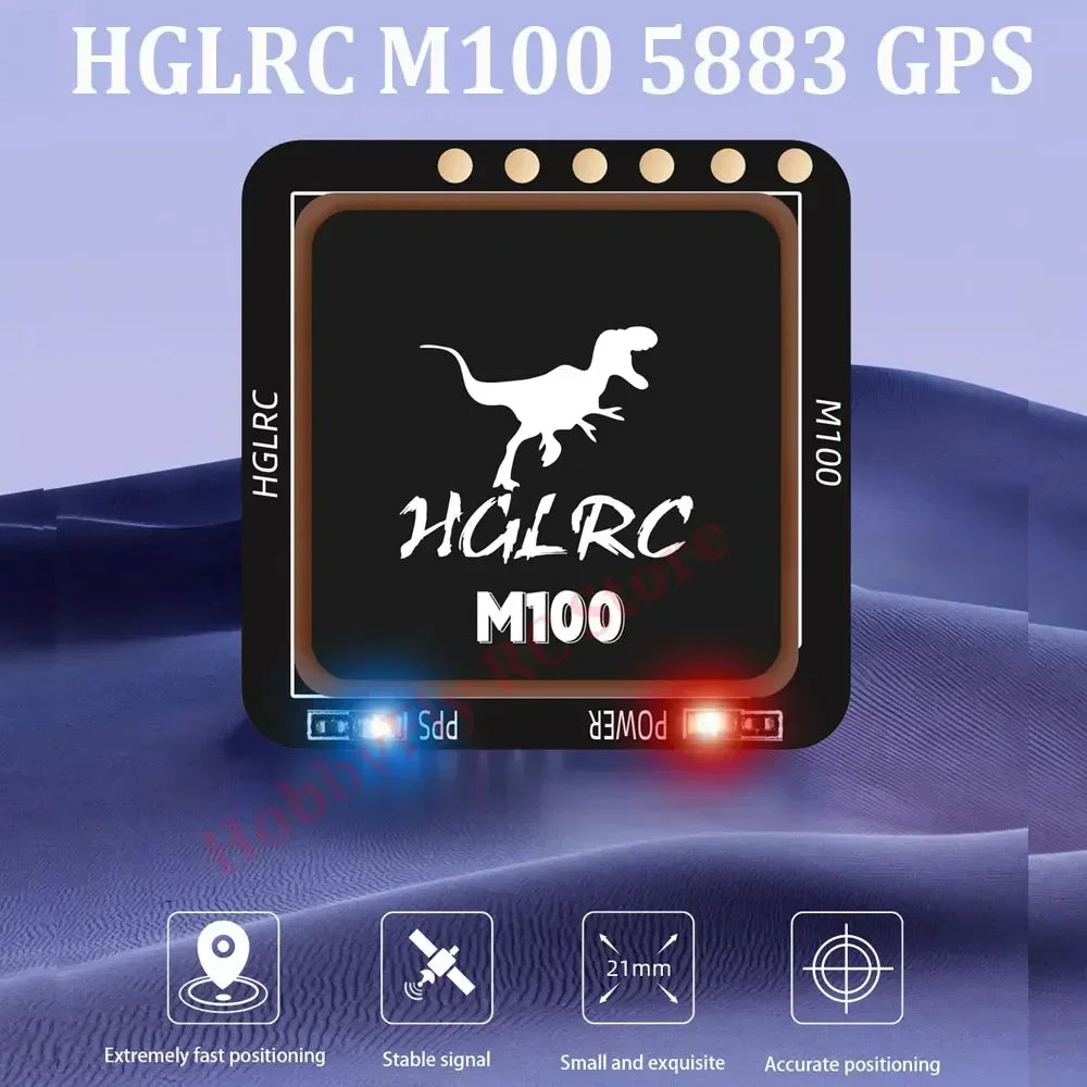 HGLRC M100-5883 M10 GPS Module with Compass Ceramic Antenna On-board LED Indicators 21x21mm for RC Airplane FPV Long Range
