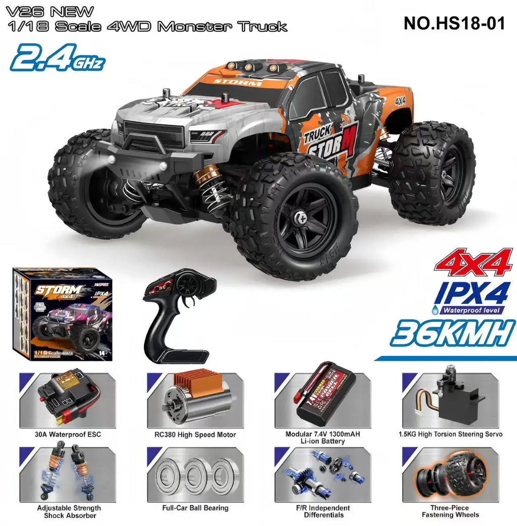 Cool Stuff Toy Car Funny Gift-1:18 High-speed 4WD Rc Truck,Remote Control Car,Climb Off-road Rc Cars,Monster Truck,Toys for Kids