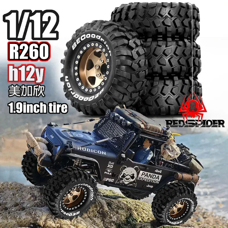 4pcs 1.9" Rubber Tires Beadlock Wheels Rims for 1/10 RC Crawler Car Traxxas TRX4 Axial SCX10 90046 90047 MST HSP Redcat Gen8