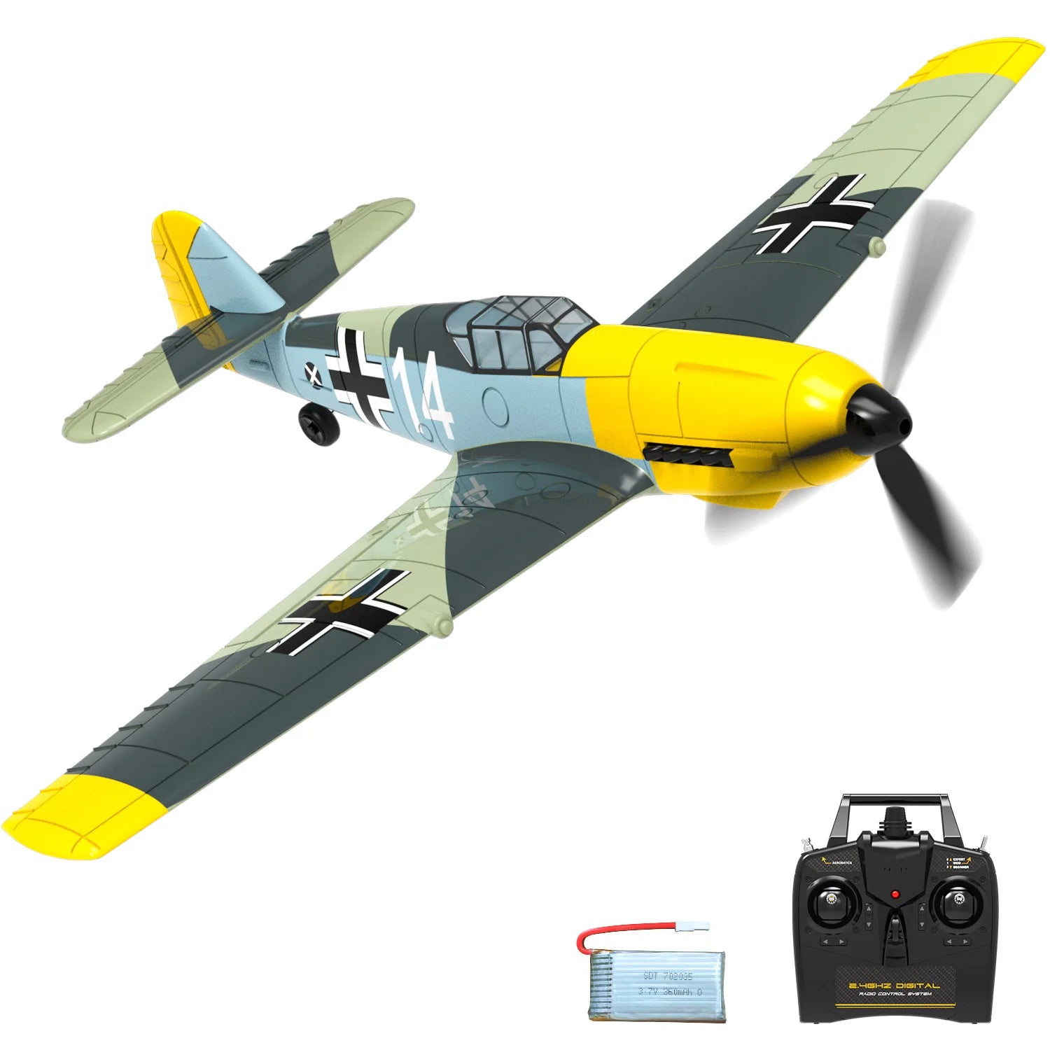Volantex New Spitfire RC Plane EPP 400mm Wingspan RC Fighter One Key Aerobatic 2.4G 4CH RTF Warbird Plane